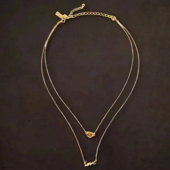 KATE SPADE • Gold Like A Charm Love Knot Double Layer Necklace - Picture 4 of 4